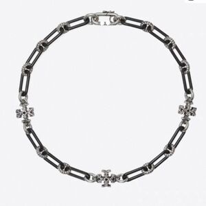 Tory Burch Roxanne Black and Silver Chain Necklace